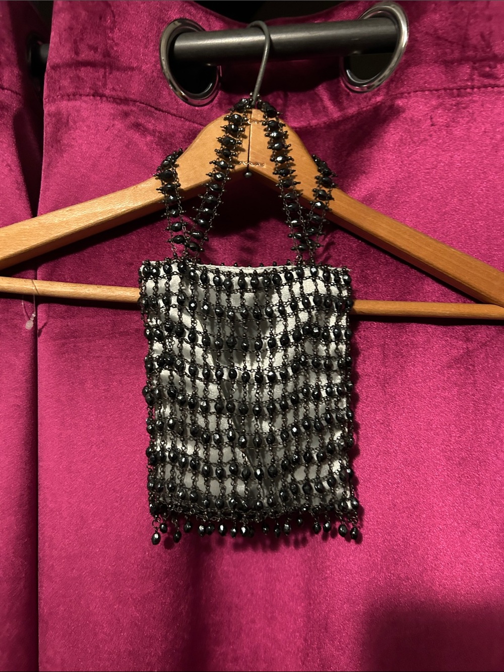 Accessorize Black and White Beaded Mini Bag